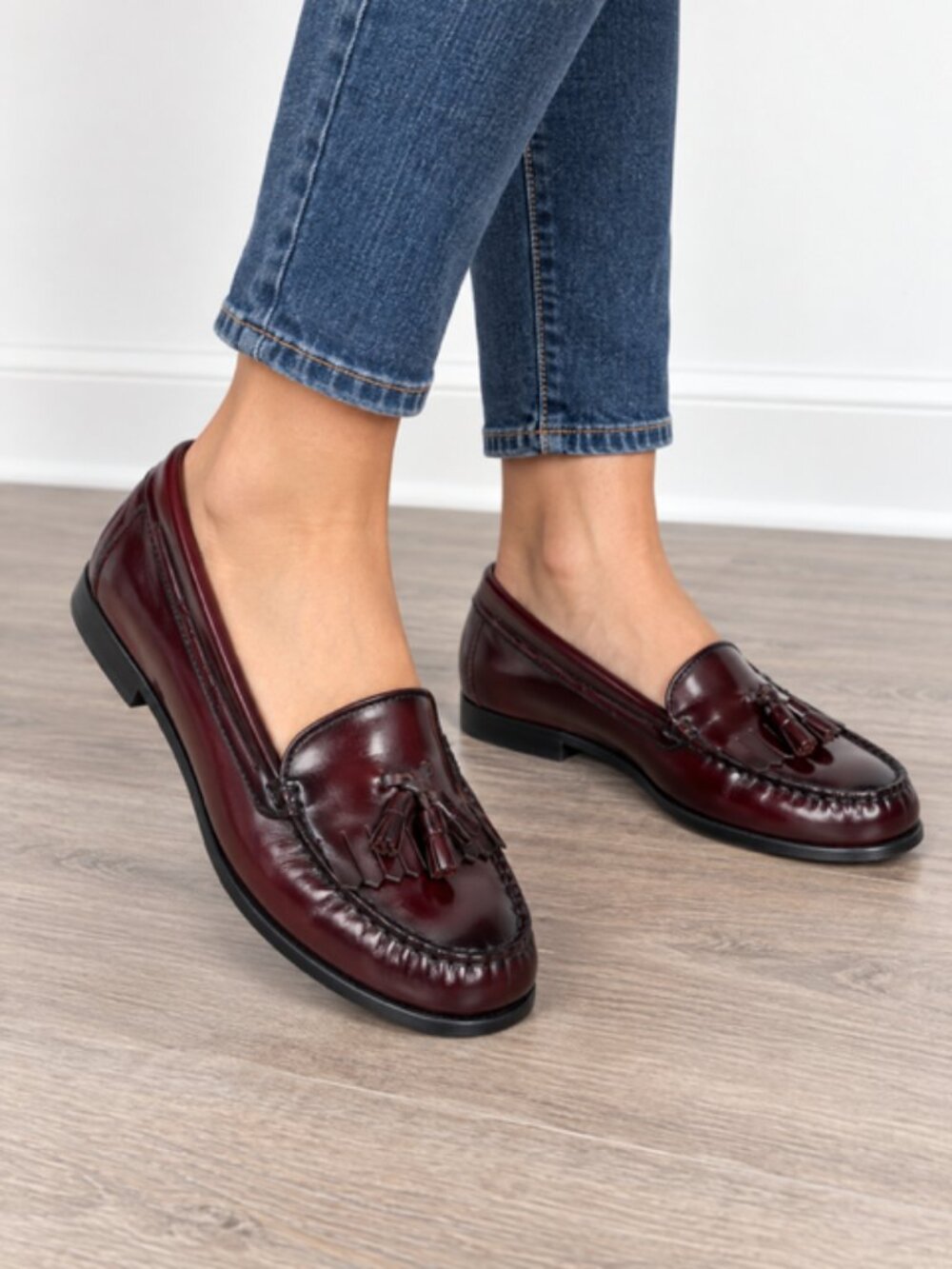 Vintage G.H. Bass & Co. Jackie Burgundy Leather Tassel Loafers Size 11M